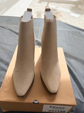 Women’s Beige Pointed Toe Ankle Boots